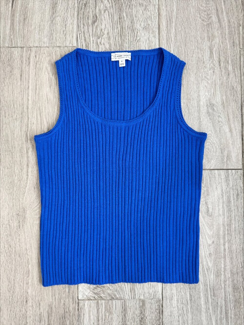 EUC St John Sport Cobalt Blue Wool Blend Ribbed Knit Tank Top size S